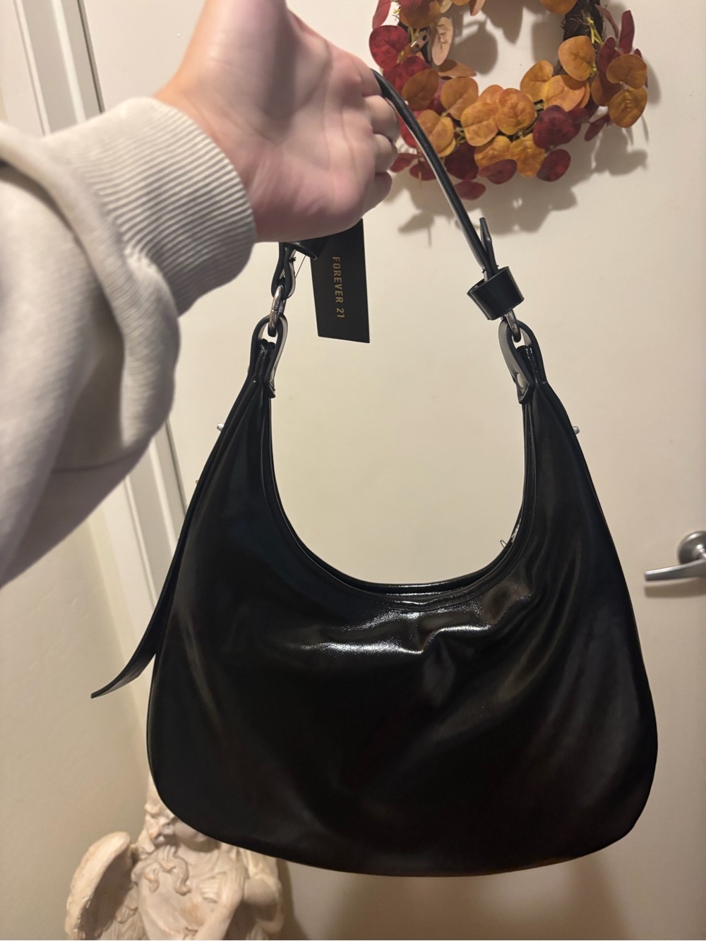 Forever 21 Black Patent Shoulder Bag